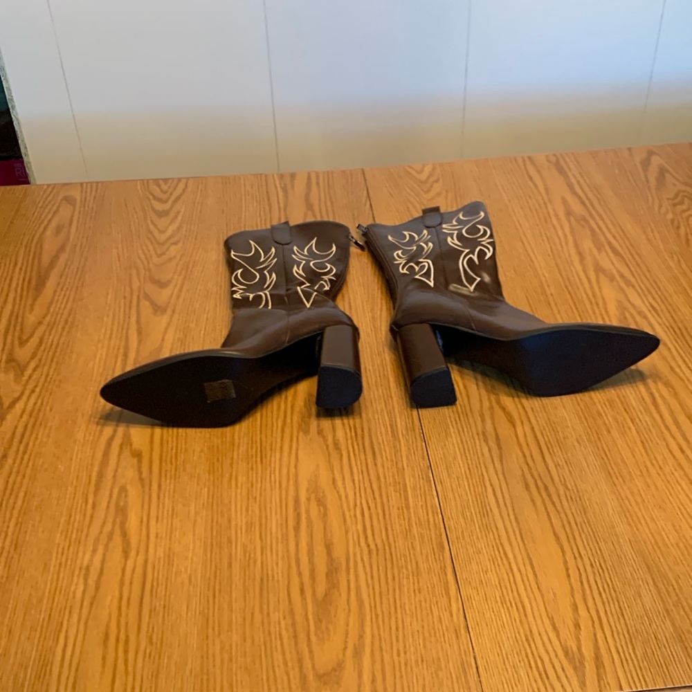 SHEIN boots.  All man made materials.  Size 41.   BROWN/CREAM.   NEW!